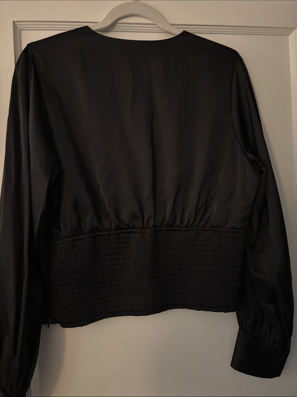 Abercrombie & Fitch Black Satin Deep V Long-Sleeve Blouse - Picture 4 of 4